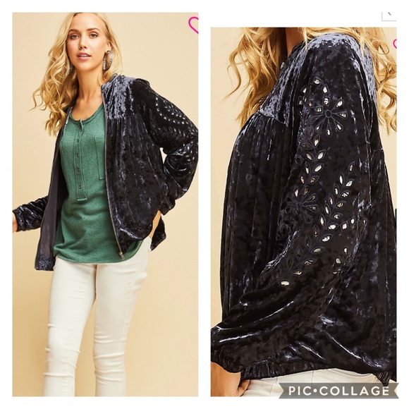 💼S-L🌳Venice Lux Velvet Bomber Jacket Floral Pop - Picture 2 of 12